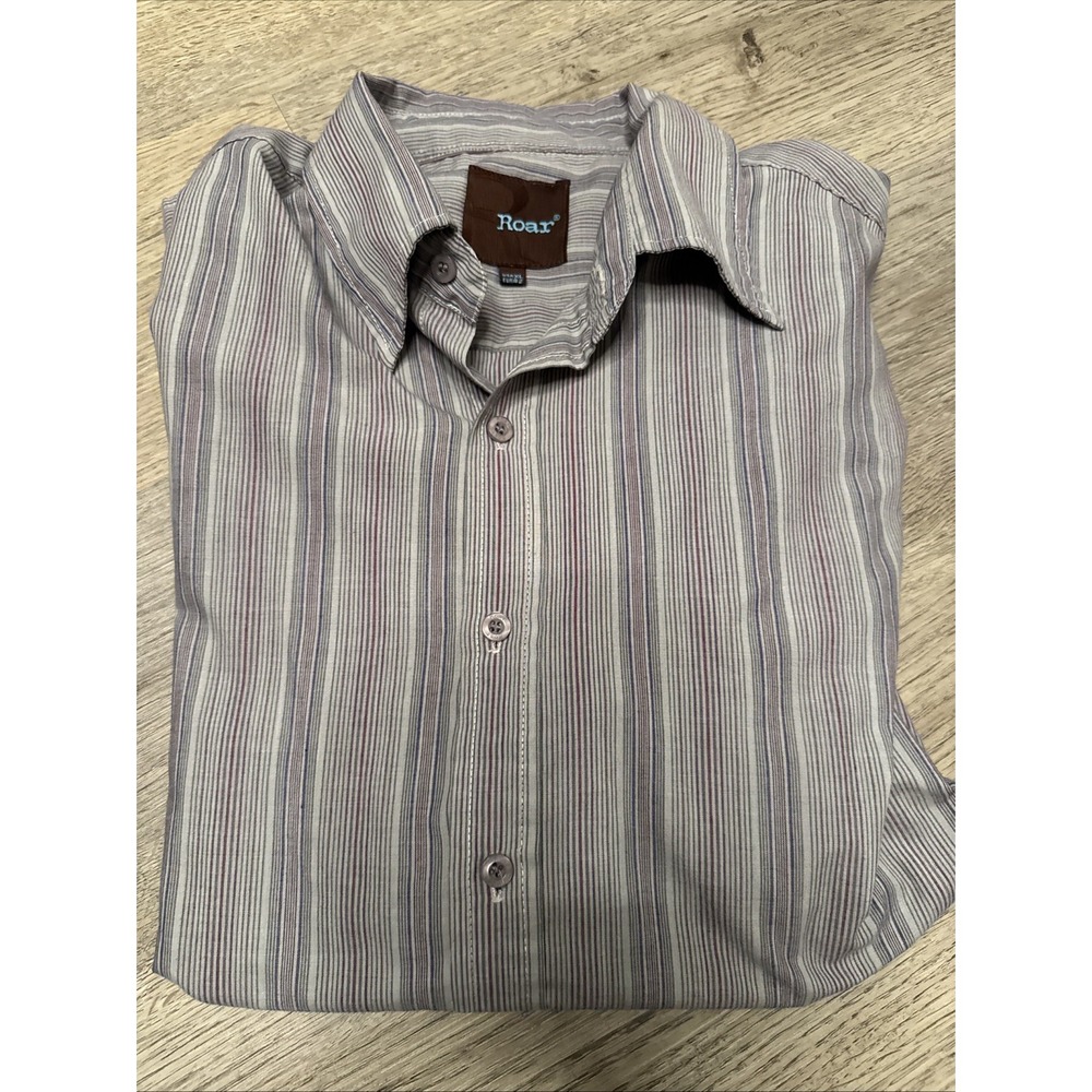 Roar. Mens Striped Dress Shirt X-Large Spring Summer Date